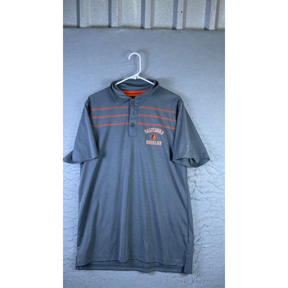 True Fan MLB Baltimore Orioles Polo Shirt Mens Large Grey Excellent Performance